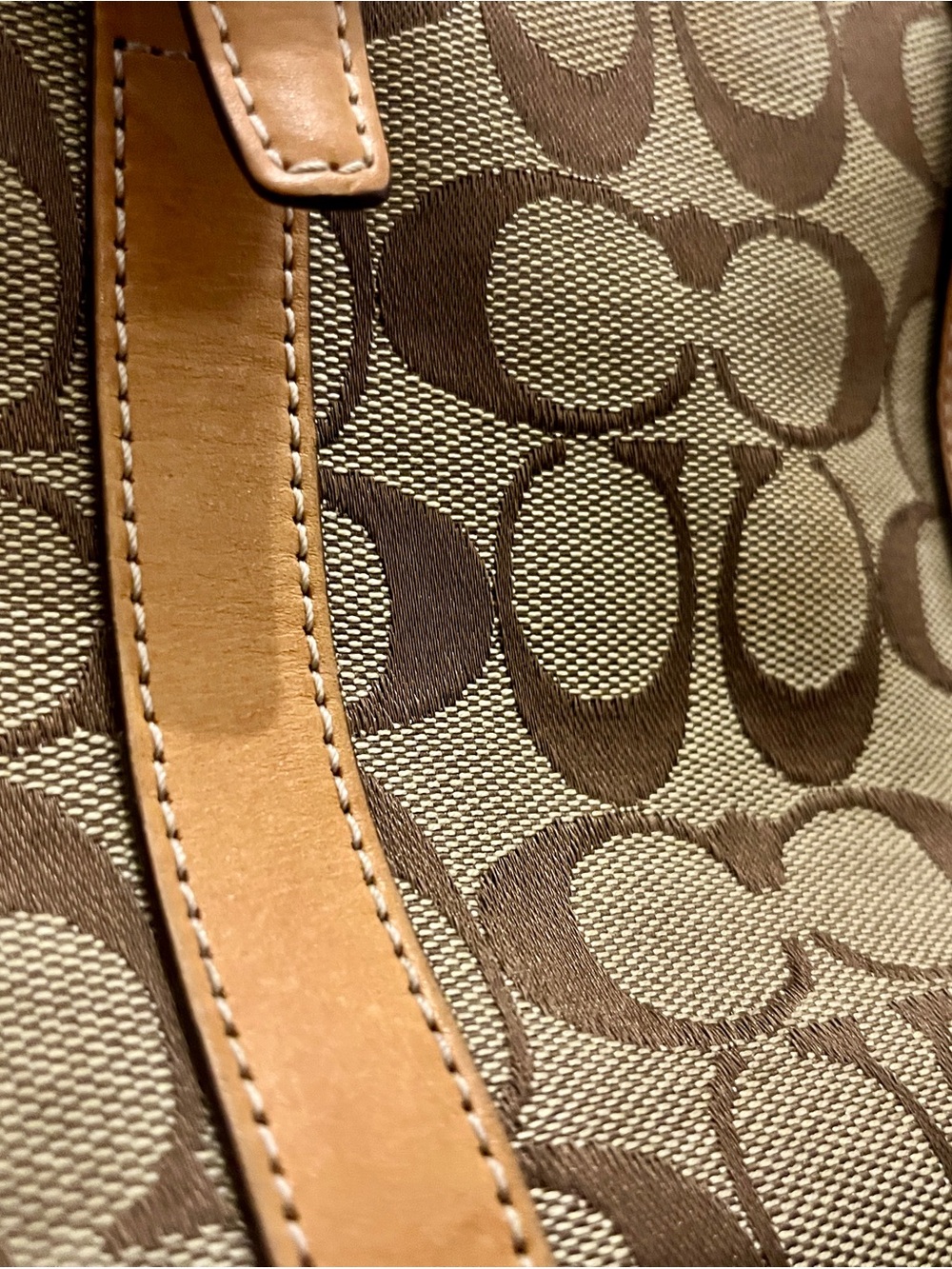 Coach Brown and Tan Signature Canvas Tote - Picture 4 of 9